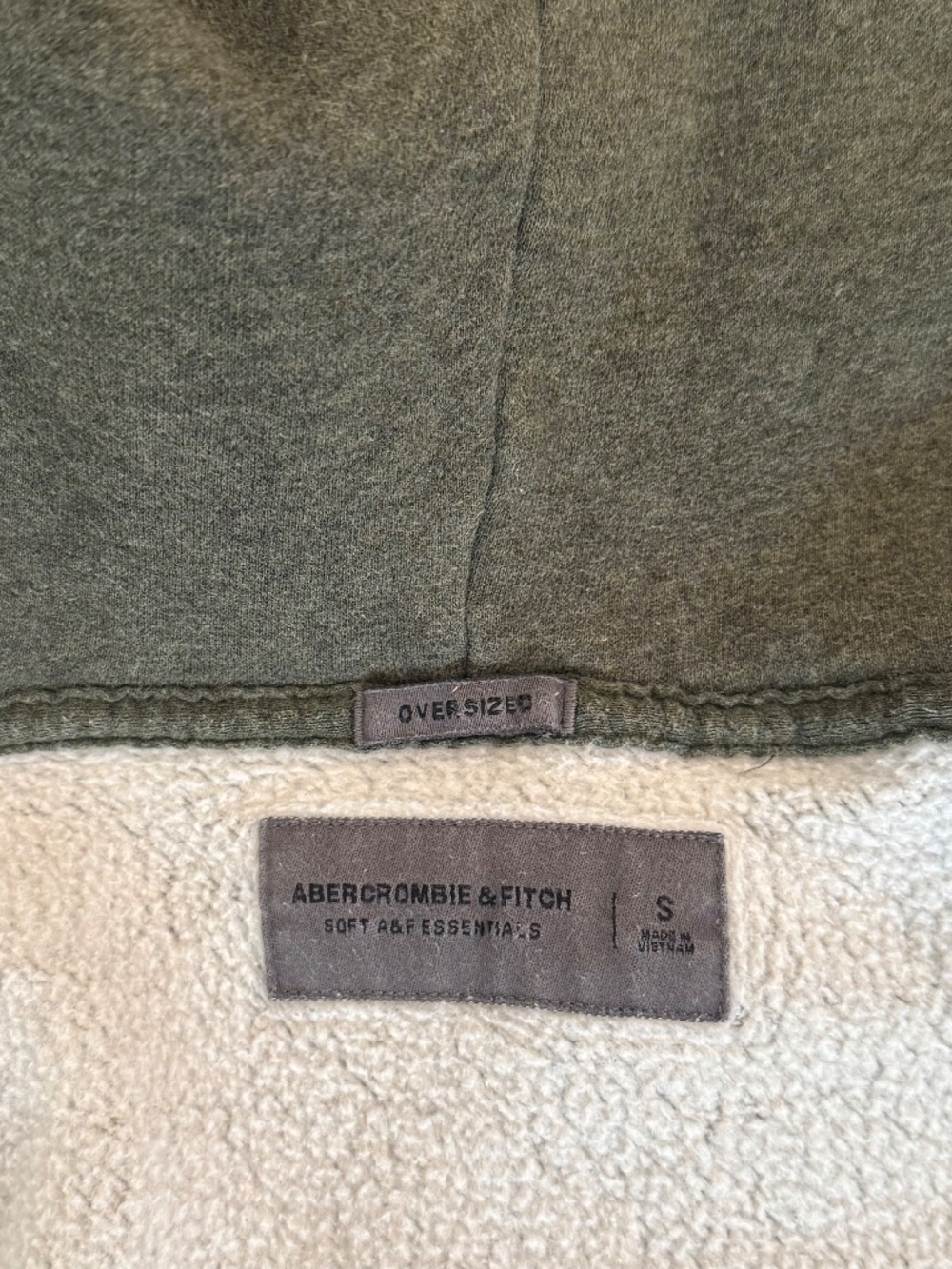 Abercrombie & Fitch Men's Small Olive Green Oversized Soft A&F Essentials Hoodie - Picture 5 of 7